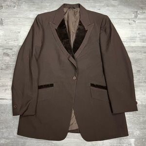 Vintage 1970’s Brown Velvet Tux Tuxedo Jacket 43R